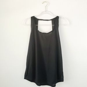 New Nike Yoga Dri Fit Open Back Black Tank Top